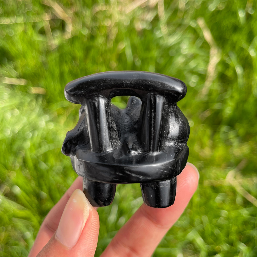 Natural Crystal Black Obsidian Bench Cat