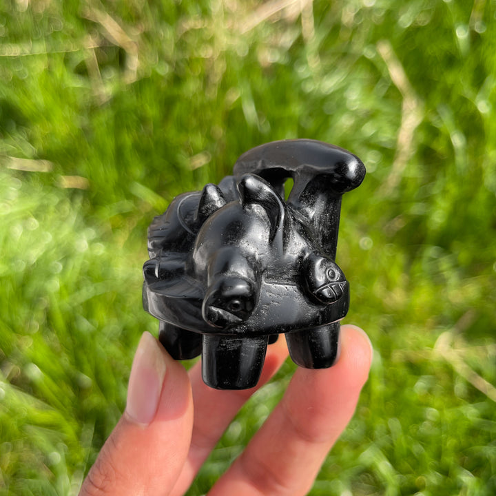 Natural Crystal Black Obsidian Bench Cat