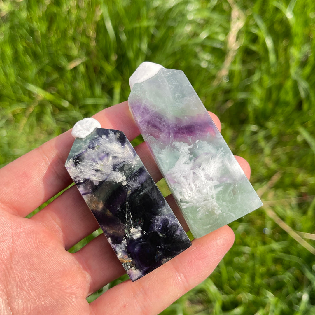 Natural Crystal Feather Fluorite Point