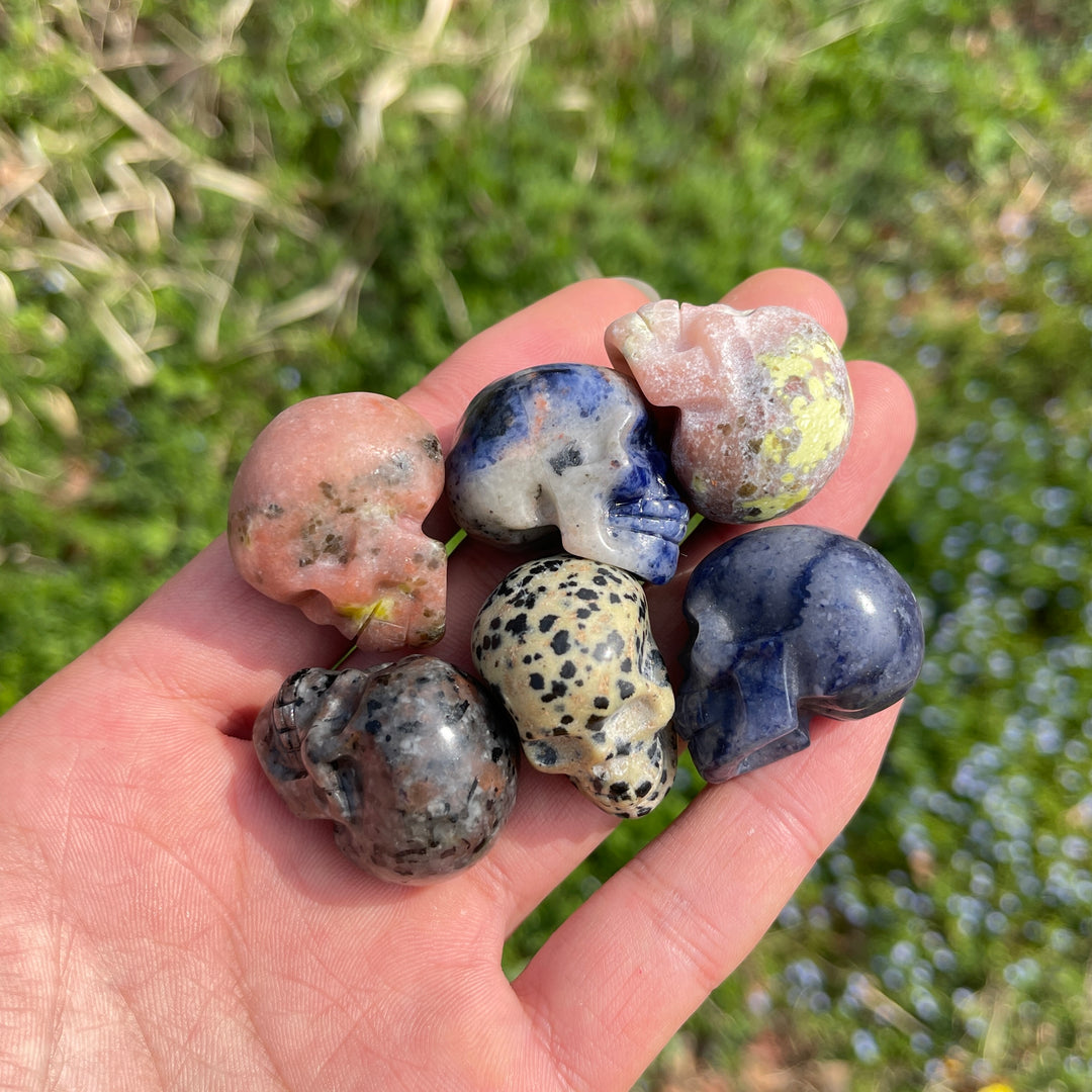 Natural Crystal Multi-Color Carved Skull