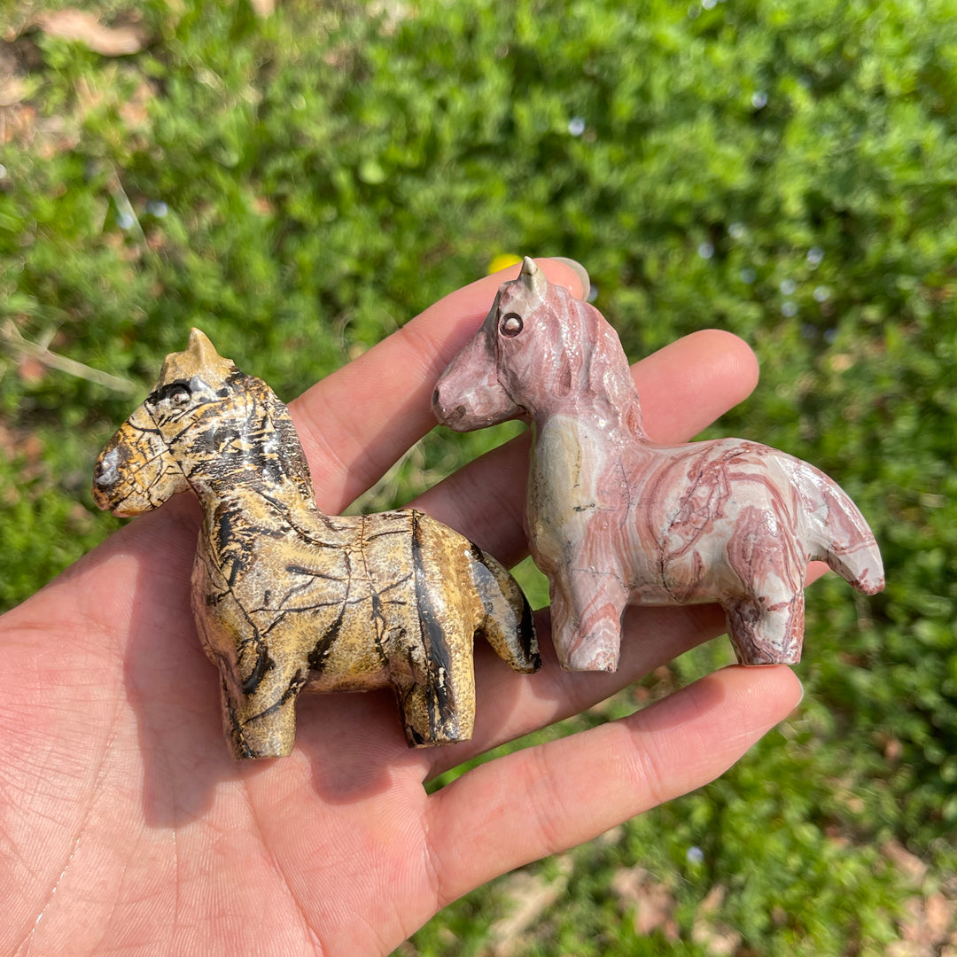 Natural Crystal Carving Picture Jasper Horse
