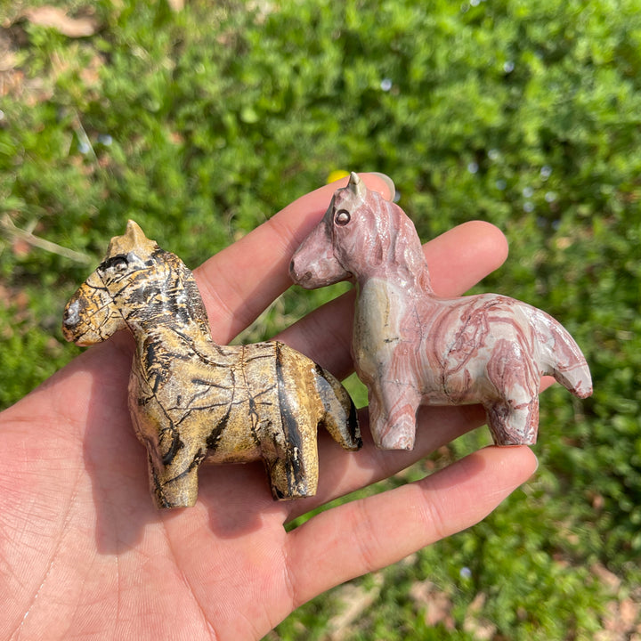 Natural Crystal Carving Picture Jasper Horse
