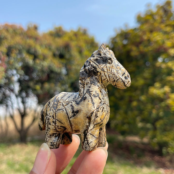 Natural Crystal Carving Picture Jasper Horse