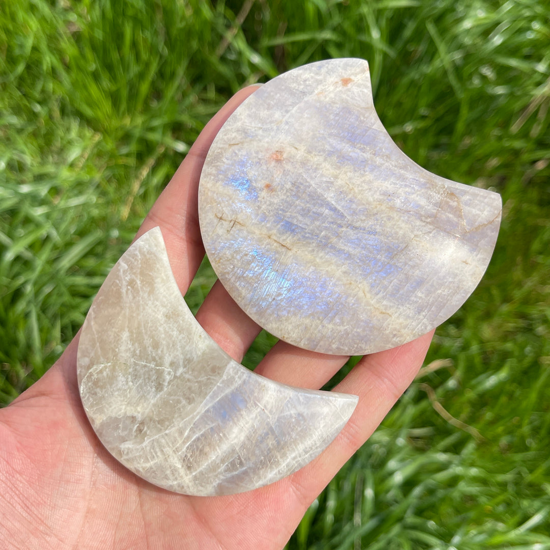 Natural Moonstone Crystal Moon Carving