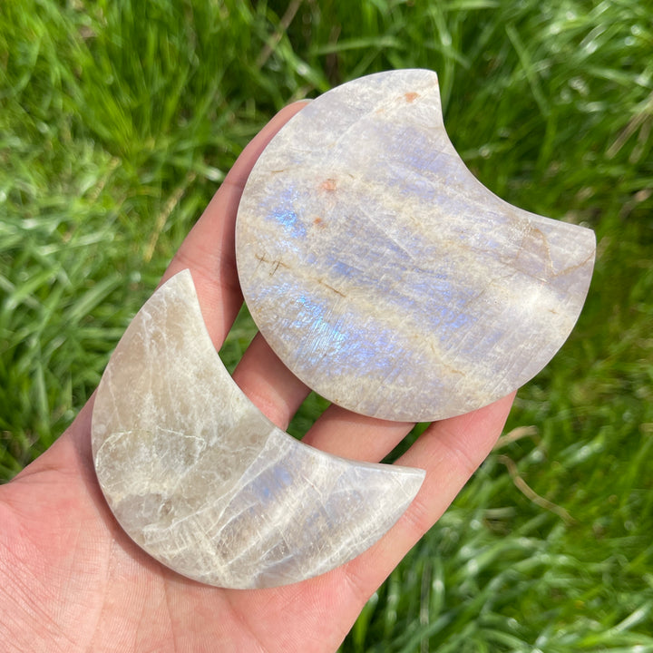 Natural Moonstone Crystal Moon Carving