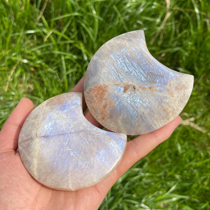 Natural Moonstone Crystal Moon Carving