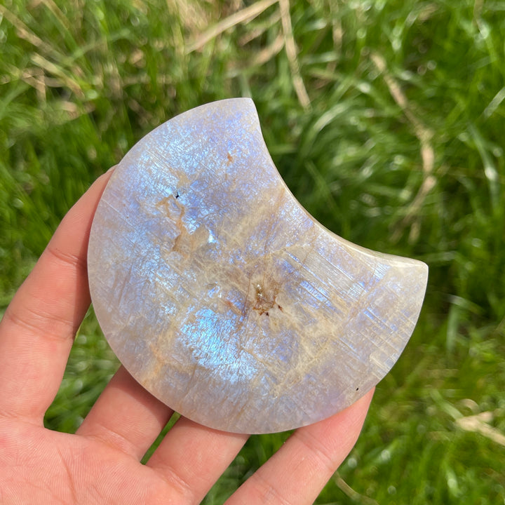 Natural Moonstone Crystal Moon Carving