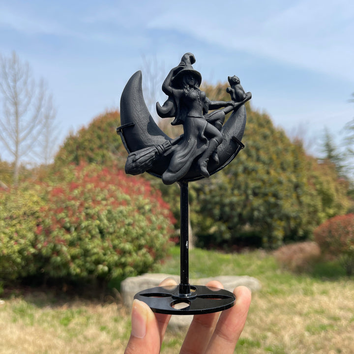 Unique,Natural Crystal Moon Witch Carving