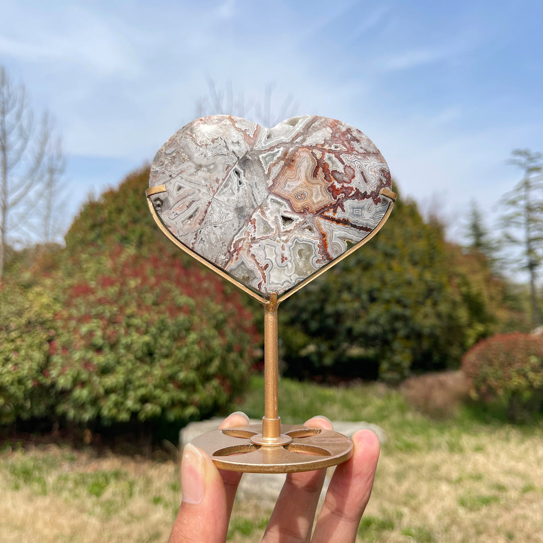 Unique,A Slightly Imperfect Natural Crystal Mexican Agate Heart