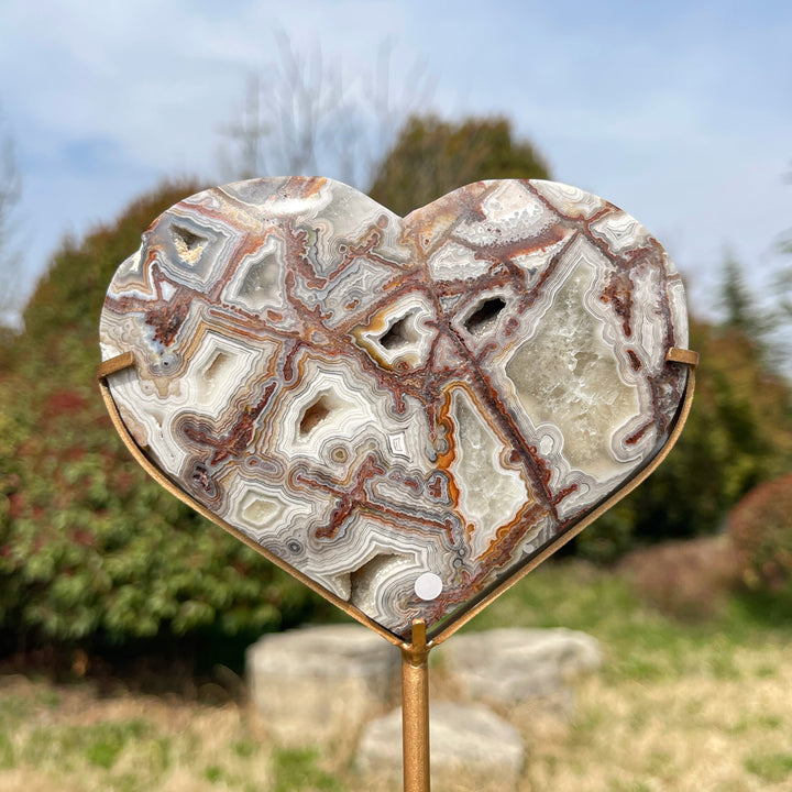 Unique,A Slightly Imperfect Natural Crystal Mexican Agate Heart