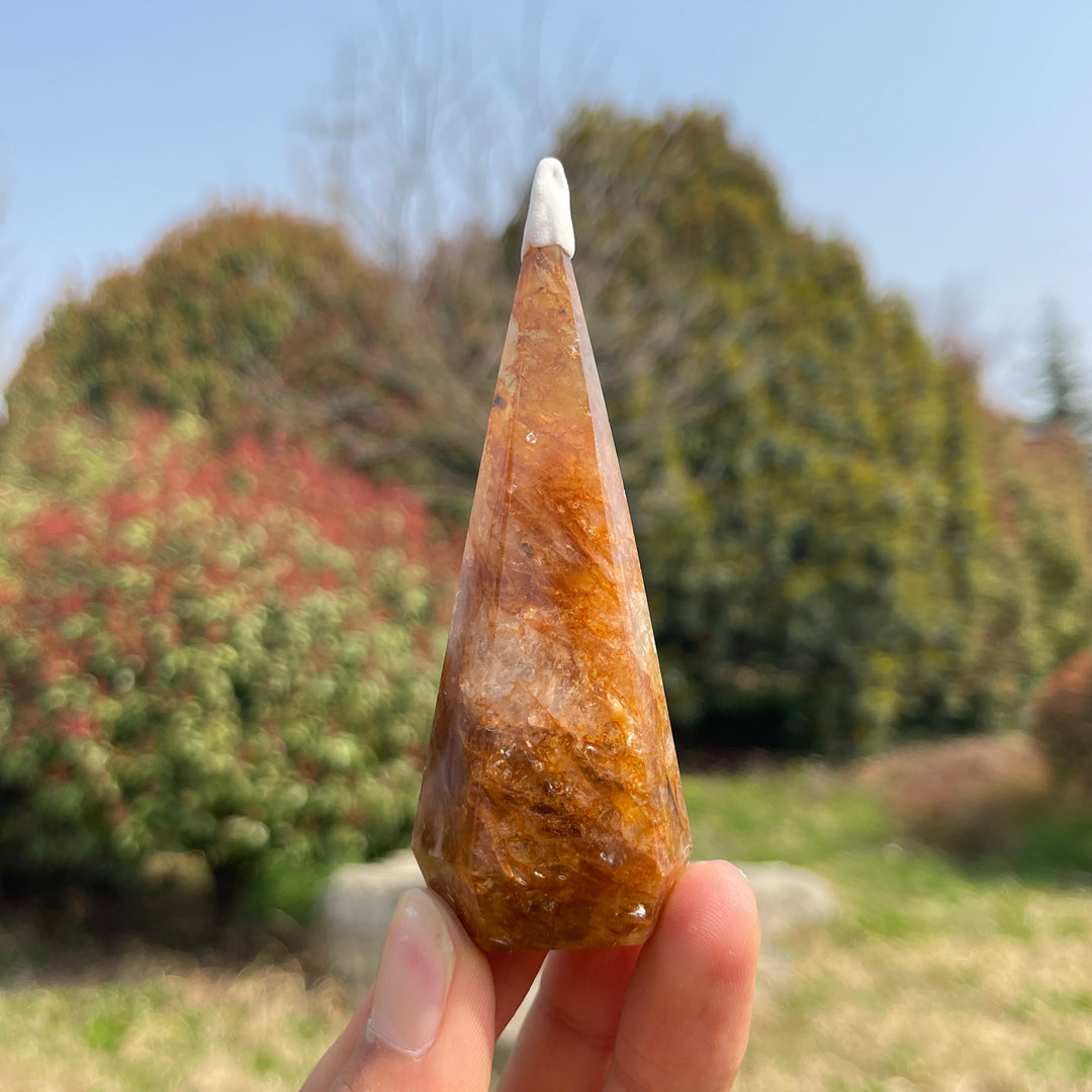 Unique,Natural Crystal Golden Healer Diamond Tower