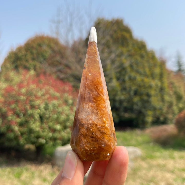 Unique,Natural Crystal Golden Healer Diamond Tower