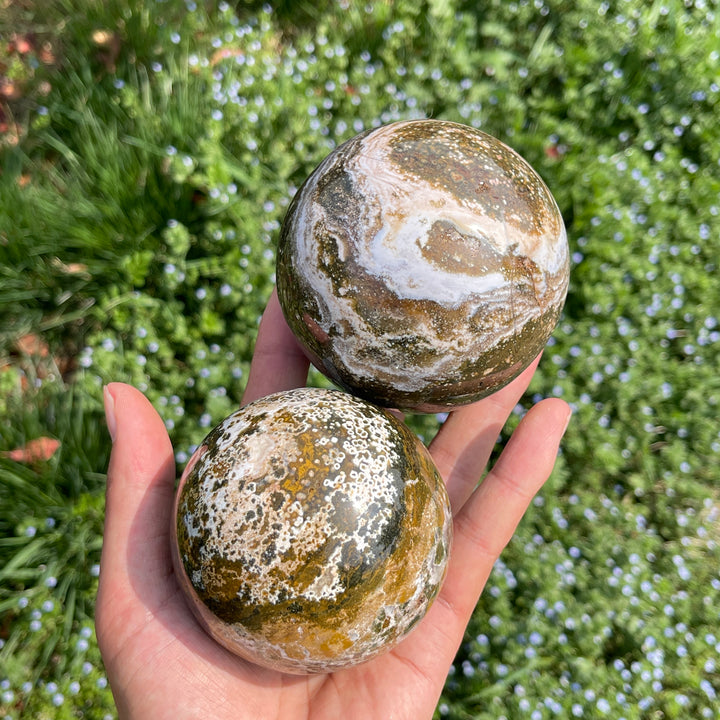 Unique,A Slightly Imperfect Crystal Natural Ocean Jasper Sphere