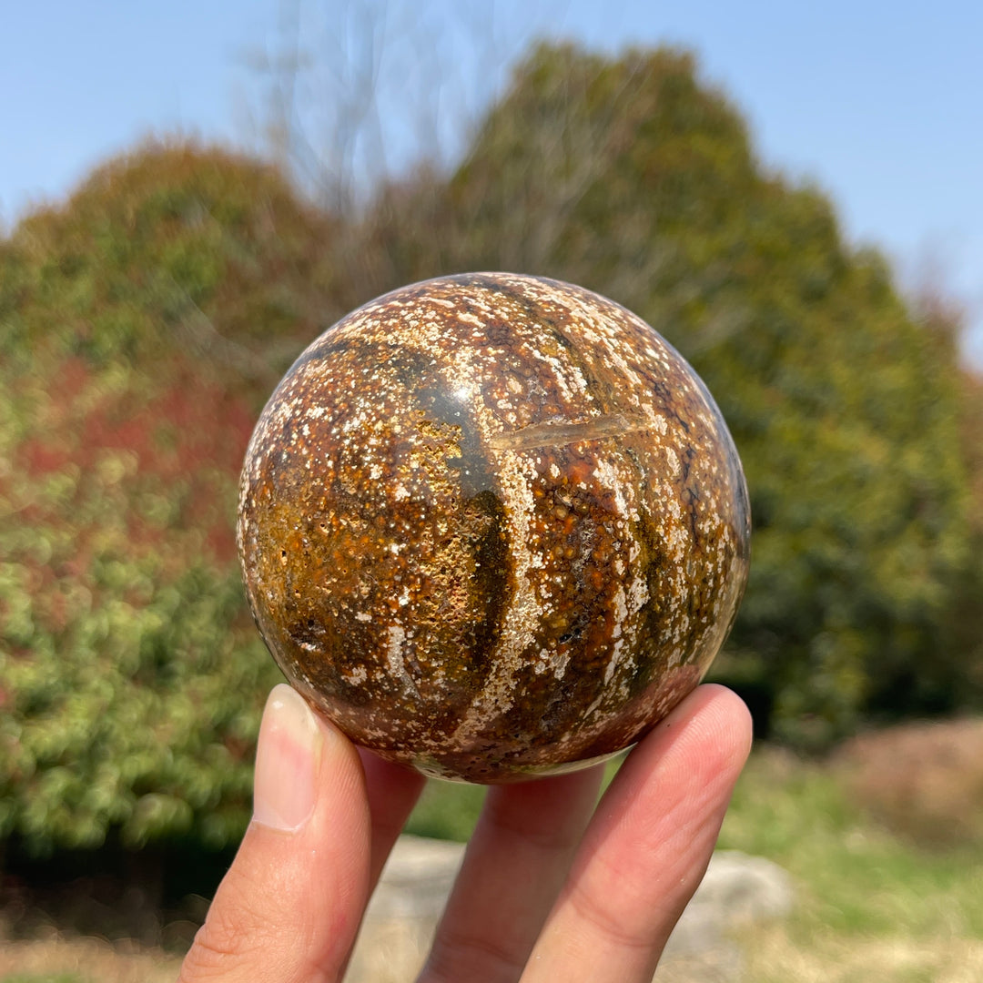 Unique,A Slightly Imperfect Crystal Natural Ocean Jasper Sphere