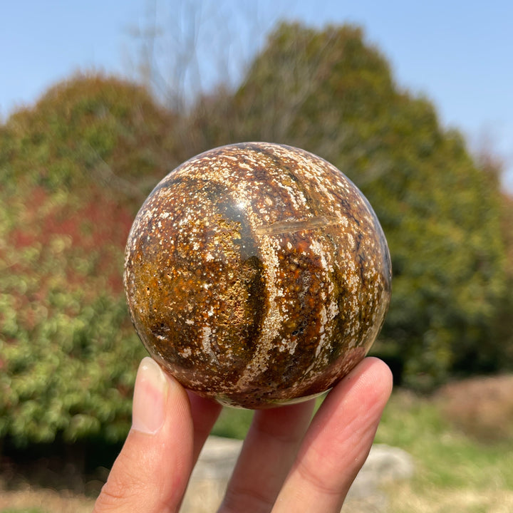 Unique,A Slightly Imperfect Crystal Natural Ocean Jasper Sphere