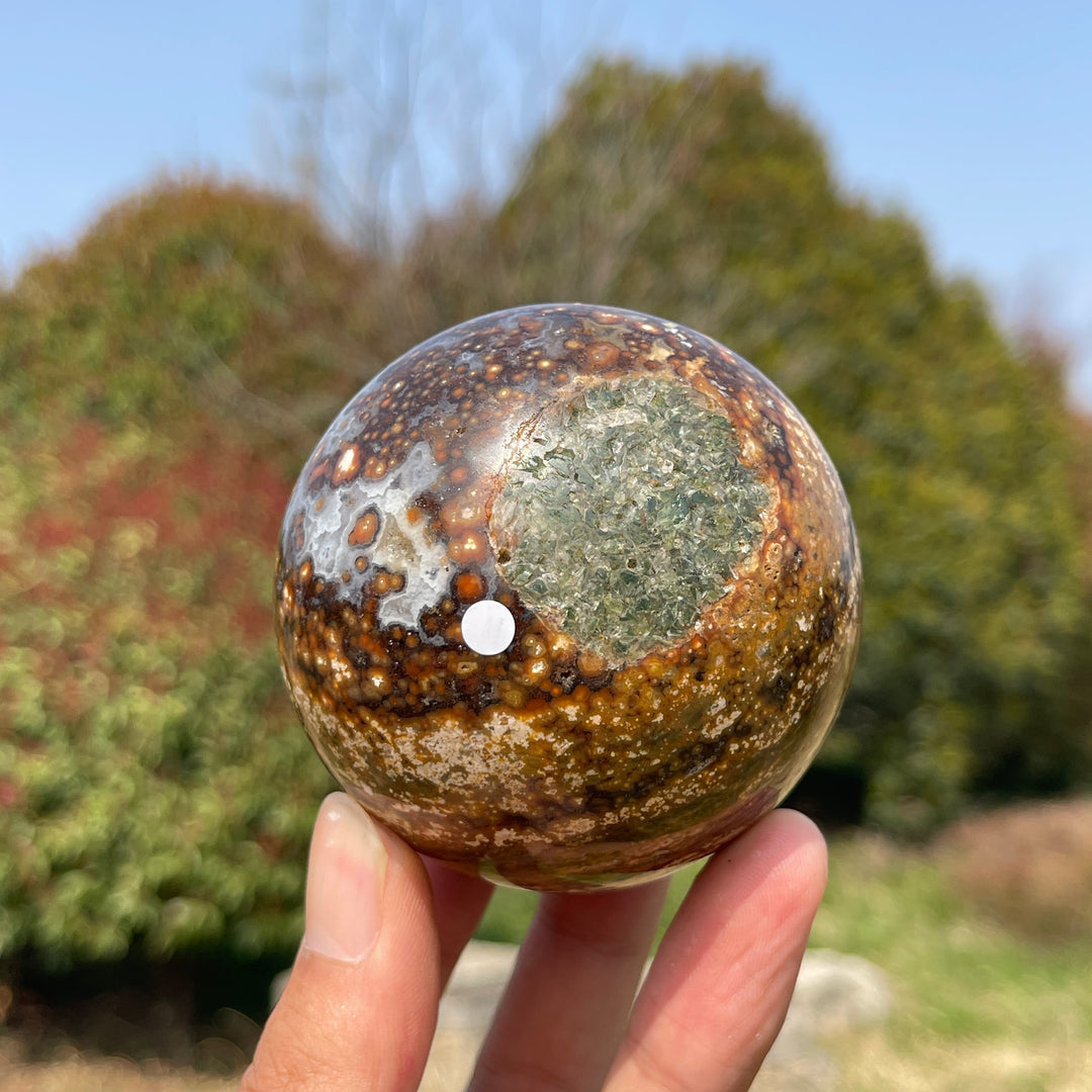 Unique,A Slightly Imperfect Crystal Natural Ocean Jasper Sphere