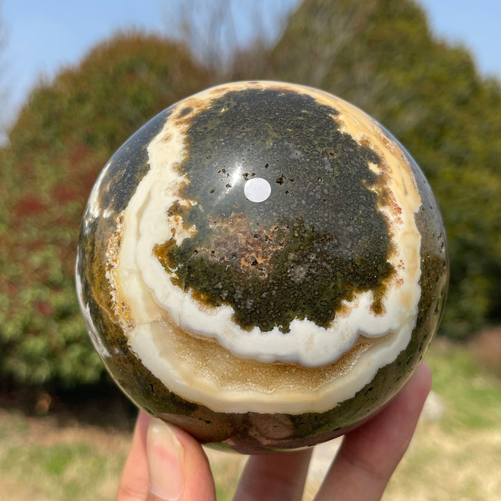 Unique,A Slightly Imperfect Crystal Natural Ocean Jasper Sphere