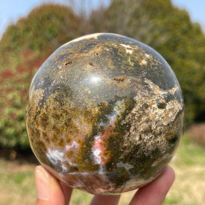 Unique,A Slightly Imperfect Crystal Natural Ocean Jasper Sphere