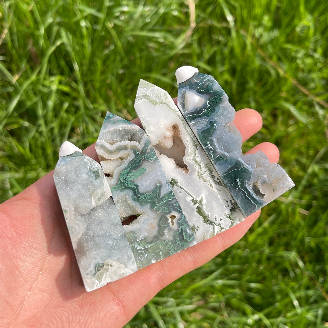 Natural Moss Agate Crystal Point