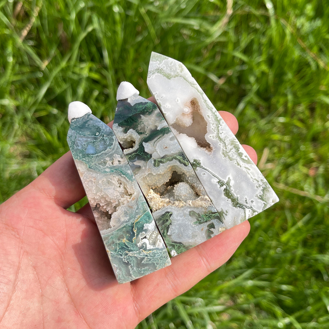 Natural Moss Agate Crystal Point