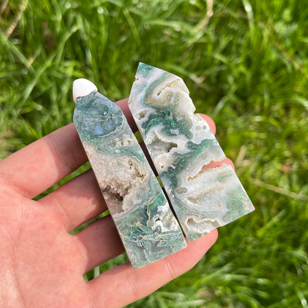 Natural Moss Agate Crystal Point