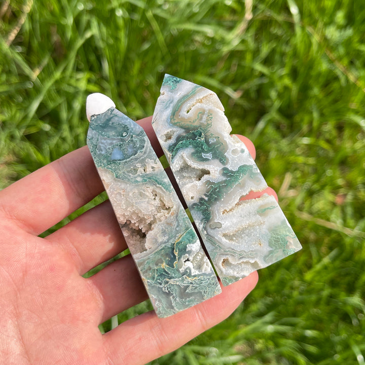 Natural Moss Agate Crystal Point