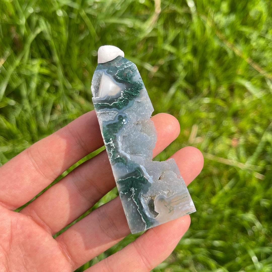 Natural Moss Agate Crystal Point