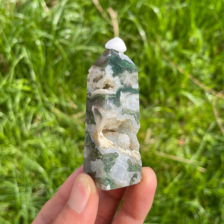 Natural Moss Agate Crystal Point
