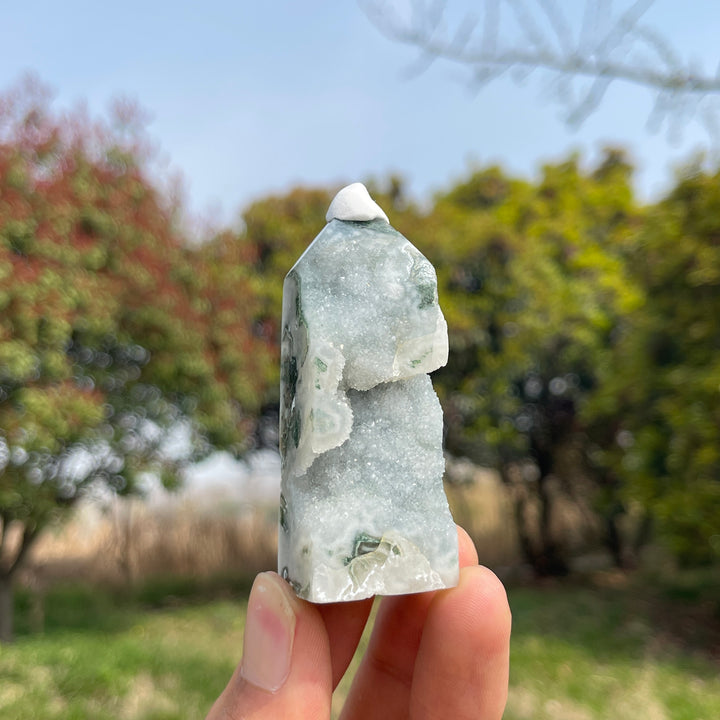 Natural Moss Agate Crystal Point