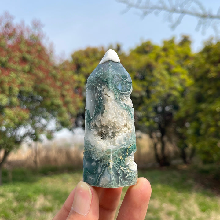 Natural Moss Agate Crystal Point