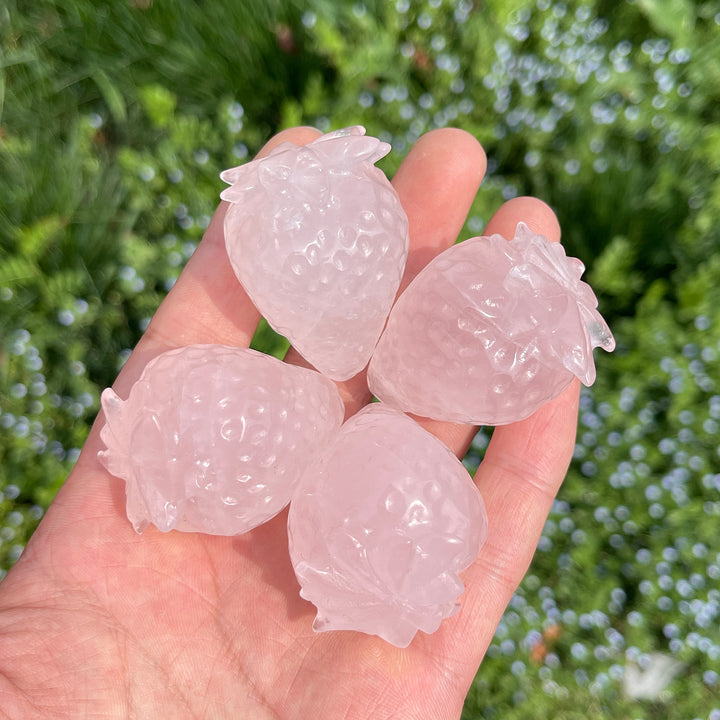Natural Carving Rose Quartz Strawberry