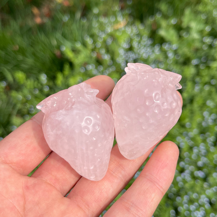 Natural Carving Rose Quartz Strawberry
