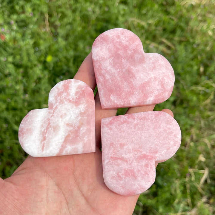 Natural Crystal Carved Pink Opal Heart