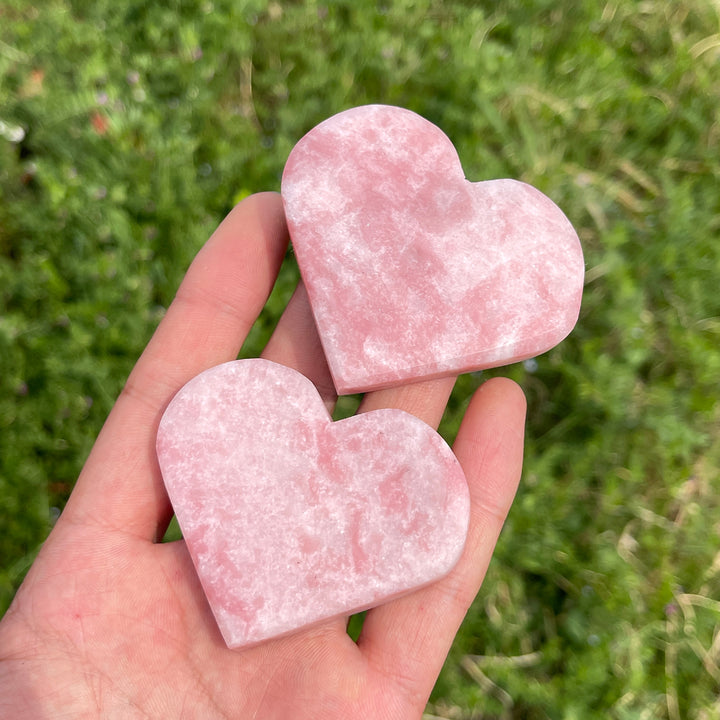 Natural Crystal Carved Pink Opal Heart