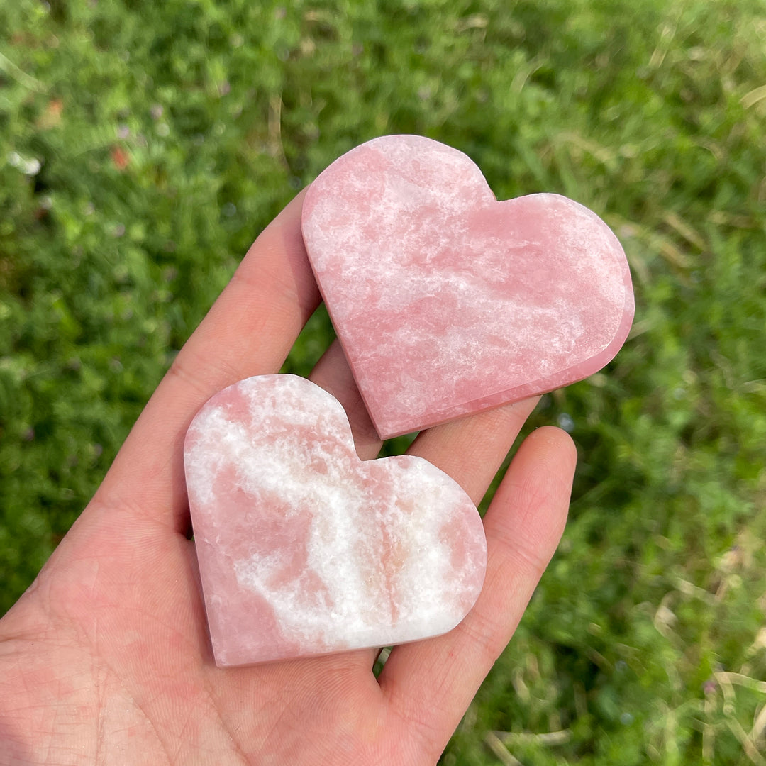 Natural Crystal Carved Pink Opal Heart