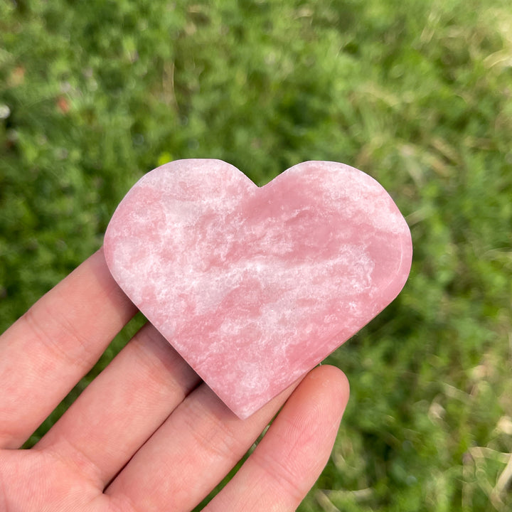 Natural Crystal Carved Pink Opal Heart