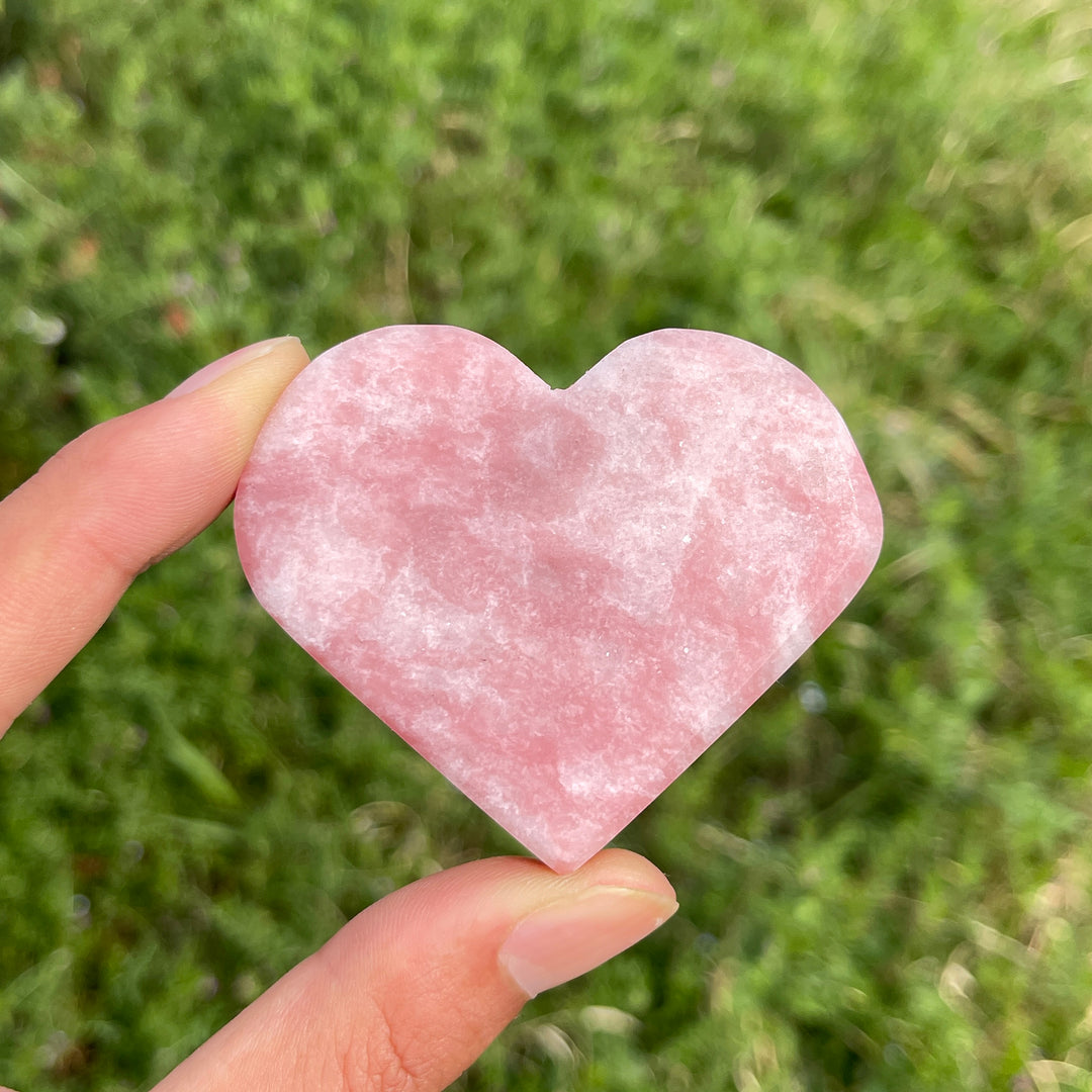 Natural Crystal Carved Pink Opal Heart