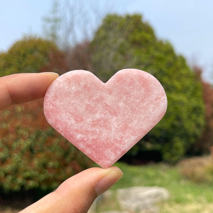 Natural Crystal Carved Pink Opal Heart