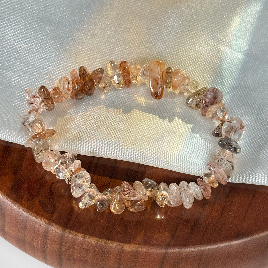 Natural Gemstone Elastic Stretch Crystal Mixed Chips Bracelet Bracelet