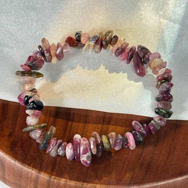Natural Gemstone Elastic Stretch Crystal Mixed Chips Bracelet Bracelet