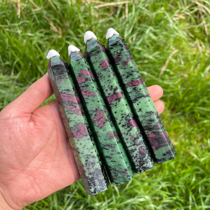 Natural Crystal Ruby In Zoisite Point