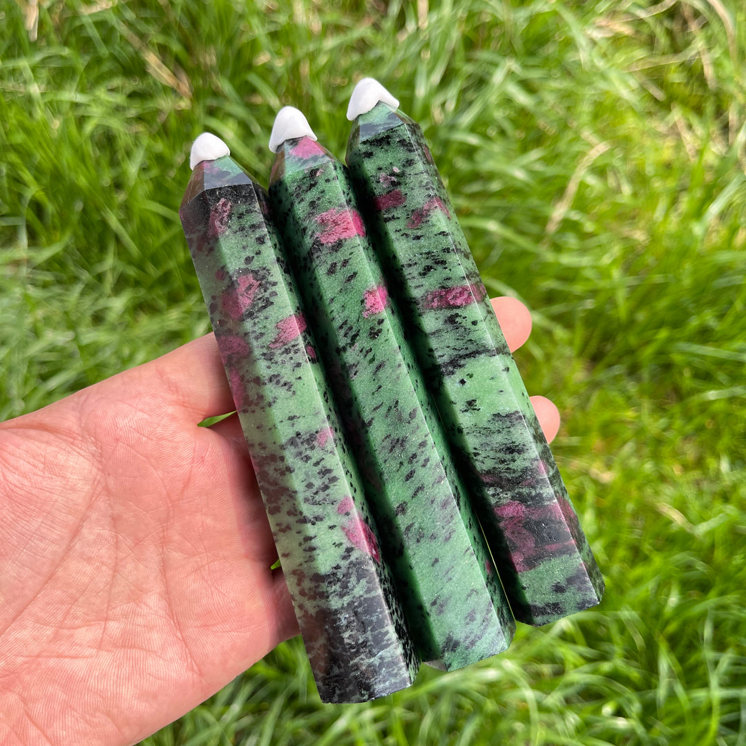 Natural Crystal Ruby In Zoisite Point