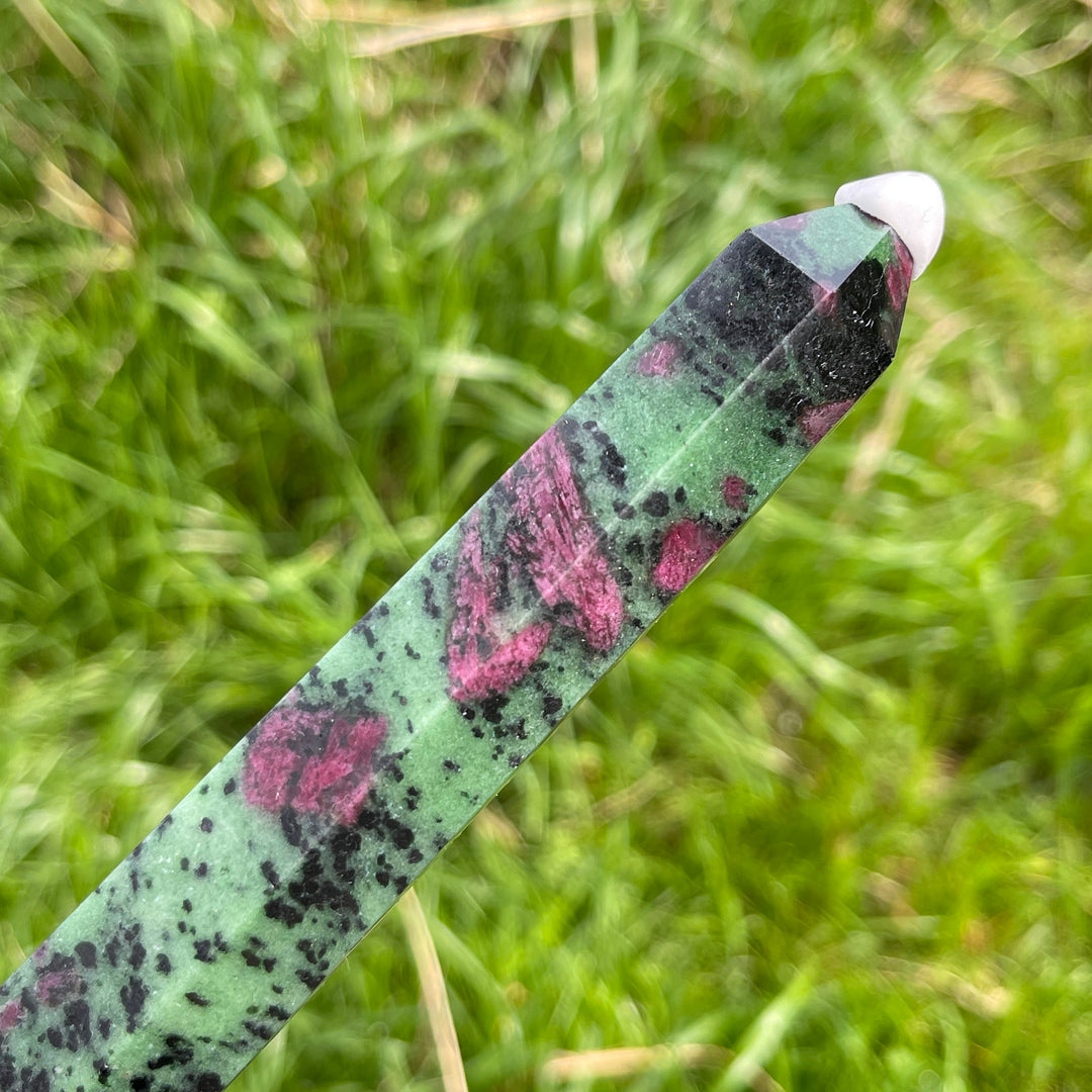 Natural Crystal Ruby In Zoisite Point