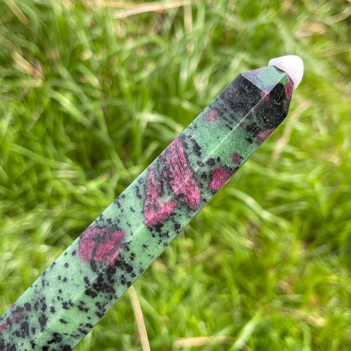 Natural Crystal Ruby In Zoisite Point