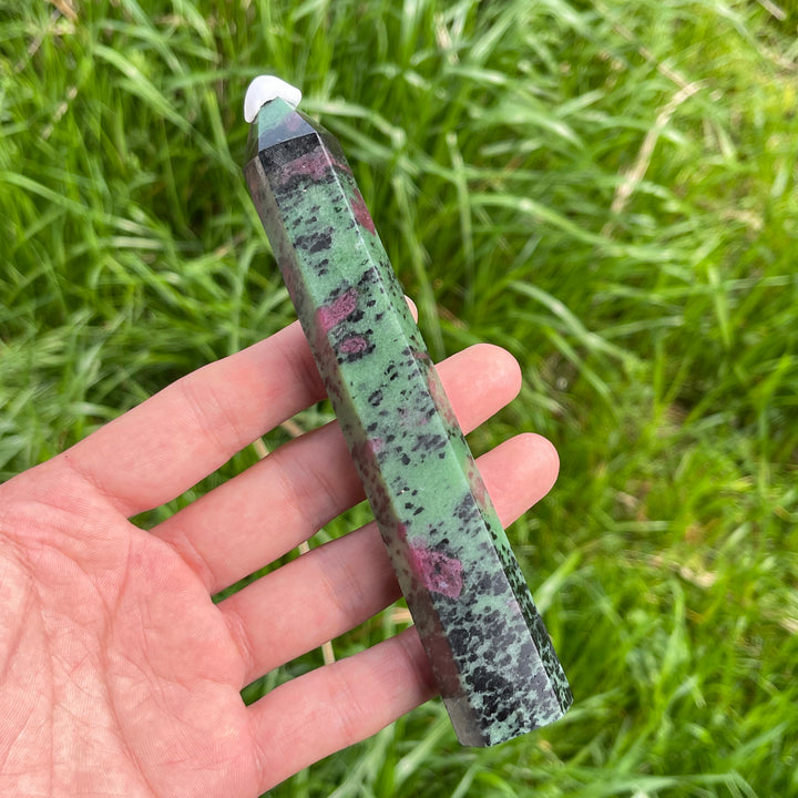 Natural Crystal Ruby In Zoisite Point