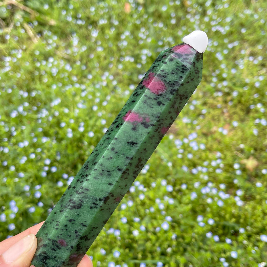 Natural Crystal Ruby In Zoisite Point