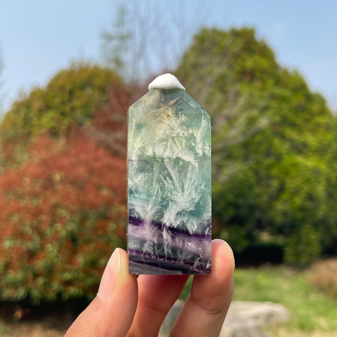 Unique,Natural Feather Fluorite Crystal Point