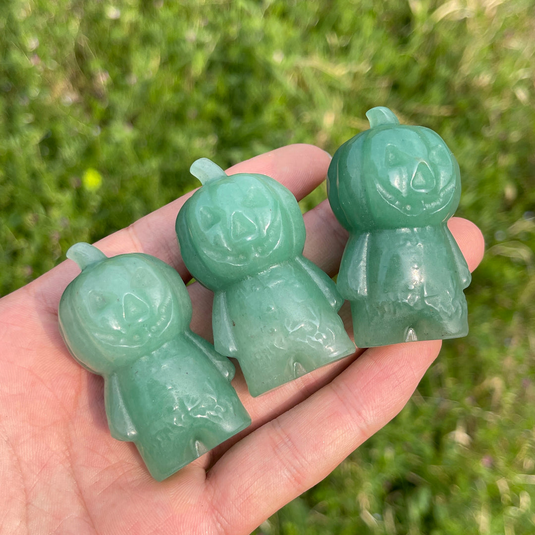 Natural Crystal Green Aventurine Carved Pumpkin Man