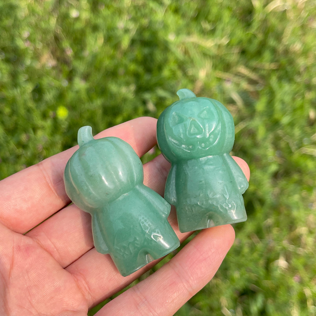 Natural Crystal Green Aventurine Carved Pumpkin Man