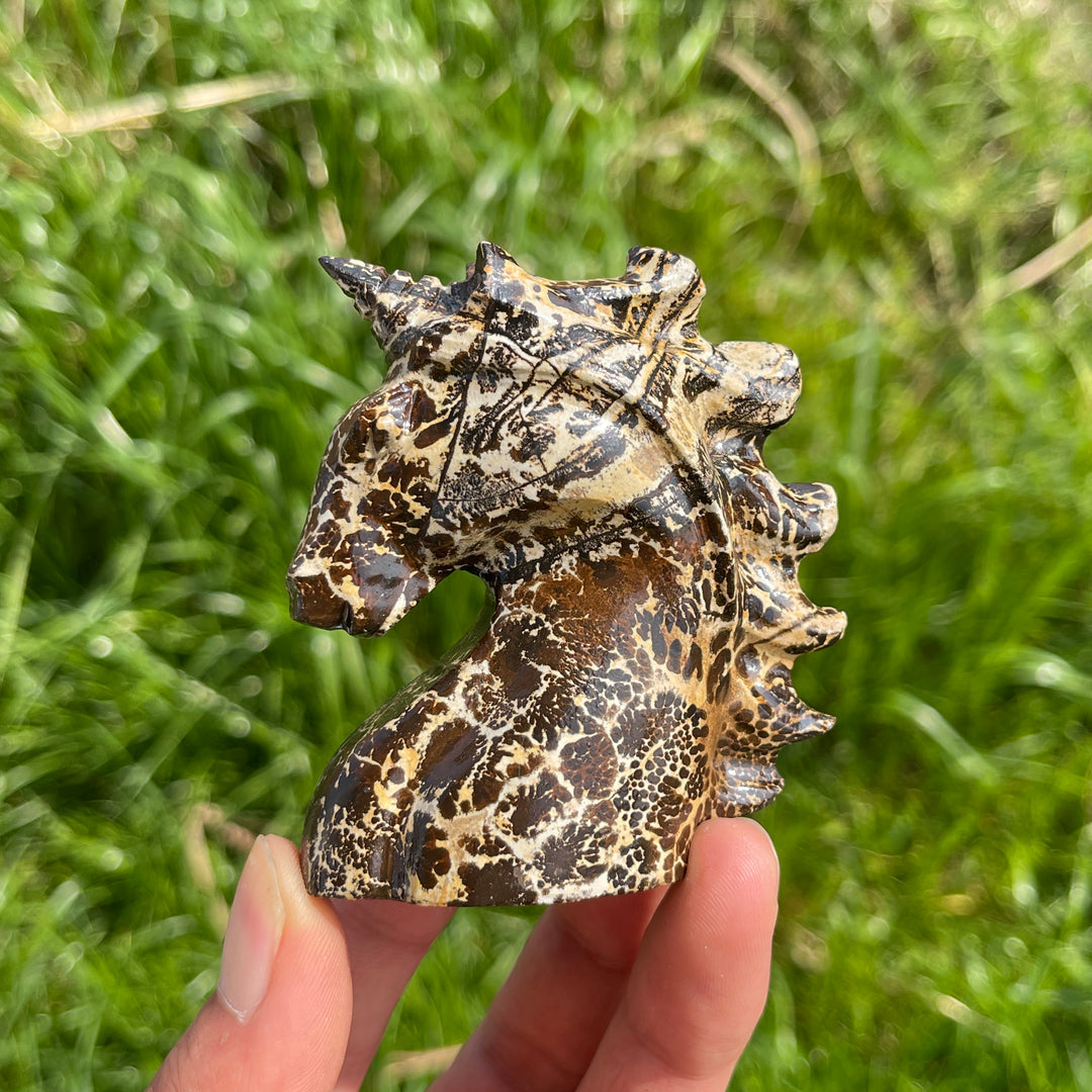 Natural Picture Jasper Crystal Unicorn Carving